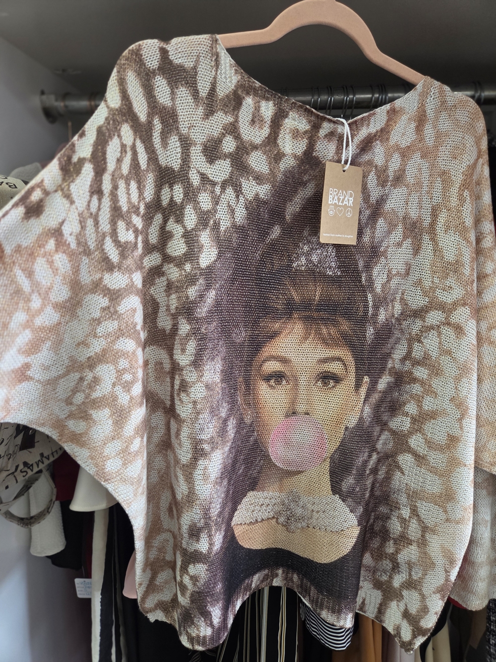 Brand Bazar Women’s Patchwork Print Sweater - Brown/Beige